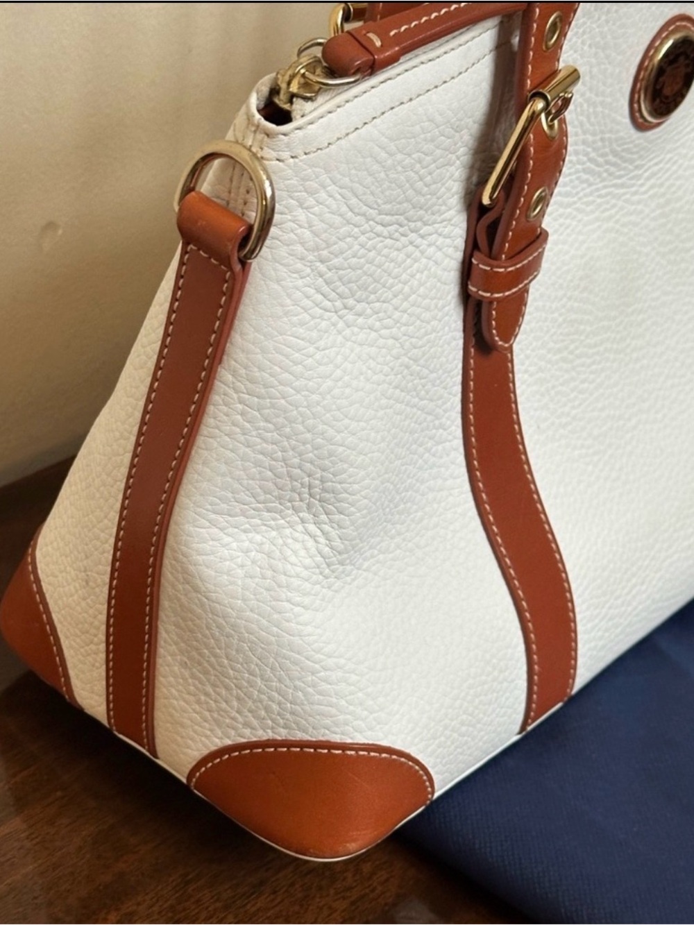 Dooney & Bourke Winter White and Tan Satchel w/Coin Pouch - Picture 2 of 14